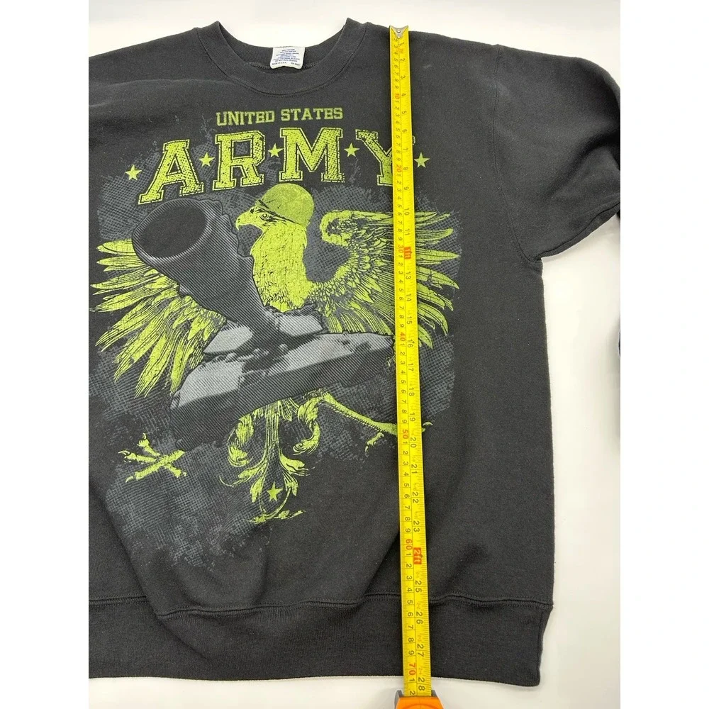 Vtg 90s Eagle USA Army Crewneck Sweatshirt Medium Black Neon Green Eagle Tank